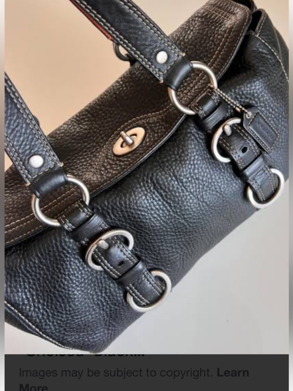 Coach Black Pebbled Leather Shoulder Bag with Silver Hardware